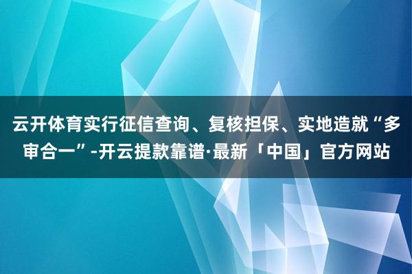 云开体育实行征信查询、复核担保、实地造就“多审合一”-开云提款靠谱·最新「中国」官方网站